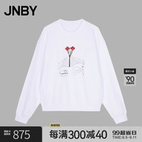 江南布衣 JNBY24秋卫衣宽松印花圆领5O8413320 101/漂白 S