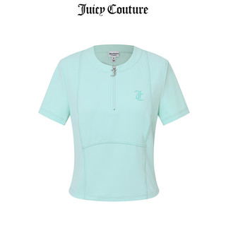 橘滋 Juicy Couture哥特小LOGO半拉链修身上衣 白色-S L