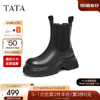 他她（TATA）厚底休闲切尔西靴女靴显瘦气质烟筒靴2024冬WJZ06DZ4 黑色 34