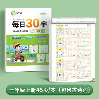 一年级二年级字帖下册上册每日30字练字帖小每日一练三年级四五六同步练字本楷书练习贴正楷钢笔点阵控笔训练硬笔书法拼音