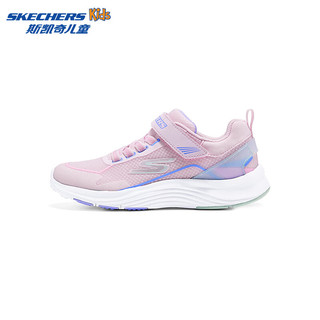 斯凯奇（Skechers）魔术贴网面透气轻盈休闲运动鞋303850L 粉红色/青绿色/PKTQ 38码