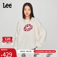 李 Lee24秋冬舒适版唇形Logo圆领针织米白色女毛衣LWT008916206 米白色 L
