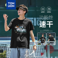 唐狮 TONLION2024夏季男前胸印花短袖T恤WP 黑色 M