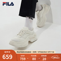 FILA 斐乐 女鞋鱼棘鞋DIVA运动鞋2024春增高休闲鞋老爹鞋 雪白-SW 37.5