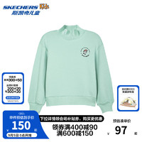 Skechers斯凯奇童装儿童休闲套头卫衣春秋男女童保暖针织上衣L424G042 清风绿/02QQ 140cm