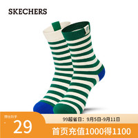 斯凯奇（Skechers）2024男女同款趣味中筒袜运动时尚L224U105 翠绿色/01AN S