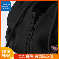 真维斯连帽开衫卫衣女春秋季2024年宽松休闲百搭学院风上衣外套GX 黑-粉心K L(110-120斤)