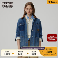 Teenie Weenie小熊秋季美式复古时尚牛仔宽松休闲外套户外风女 中蓝色 165/M