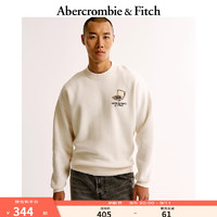 ABERCROMBIE & FITCH男装 24秋季时尚休闲刺绣小logo抓绒圆领卫衣KI122-4234 白色 （背面无印花） XL (180/116A)