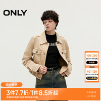 ONLY2024秋季纯棉时尚复古做旧正肩翻领外套女|124336017 C13 胡椒沙色 170/88A/L