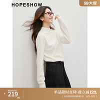 红袖100%绵羊毛针织衫秋季2024女装纯色无缝一体半高领内搭上衣 本白001 L