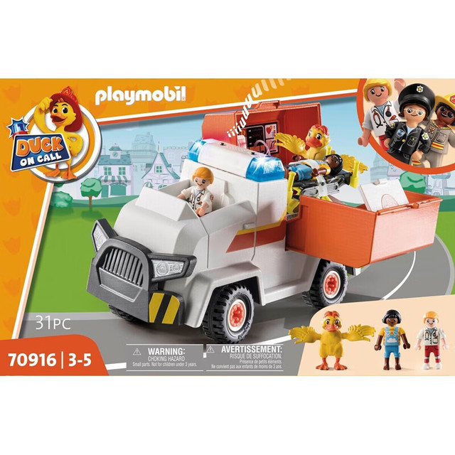 playmobil 摩比世界 鸭鸭救援队 动物救护车模型