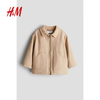 H&M2024秋季童装男童棉质帆布外套1247496 米色 135/68