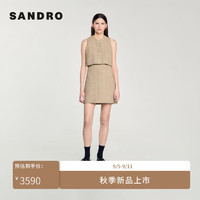 SANDRO2024早秋女装旷野美拉德假两件短款连衣裙SFPRO03988 驼色 40