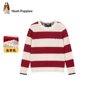 暇步士（Hush Puppies）童装男女大童2024秋季简约休闲羊毛混纺纱线线衣 藏蓝 150cm