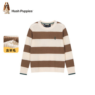 暇步士（Hush Puppies）童装男女大童2024秋季简约休闲羊毛混纺纱线线衣 经典红 130cm