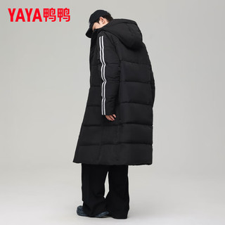 鸭鸭羽绒服鸭鸭（YAYA）羽绒服男长款过膝2024年冬季时尚休闲百搭连帽防风保暖外套JS 黑色 185