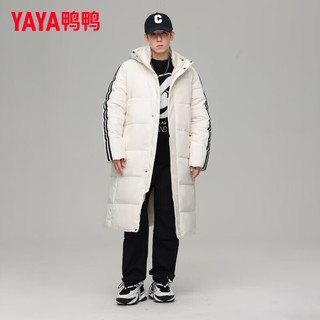 鸭鸭羽绒服鸭鸭（YAYA）羽绒服男长款过膝2024年冬季时尚休闲百搭连帽防风保暖外套JS 米色 190