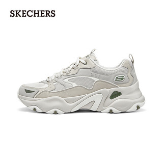 斯凯奇（Skechers）男鞋黑色老爹鞋复合底系带透气跑步鞋232490 乳白色/OFWT 44