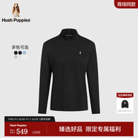 Hush Puppies【高弹百搭】暇步士女装2024秋季半高领舒适保暖高弹休闲打底衫 漆黑色 S