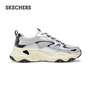 斯凯奇（Skechers）男鞋黑色老爹鞋复合底系带透气跑步鞋232490 灰色/银色/GYSL 45.5