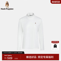 Hush Puppies【高弹百搭】暇步士女装2024秋季半高领舒适保暖高弹休闲打底衫 奶昔白 S