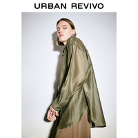 URBAN REVIVO UR2024夏季新款女装慵懒休闲简约开衩宽松开襟衬衫UWJ240023