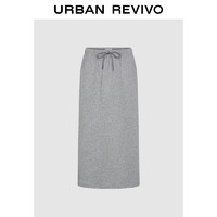 URBAN REVIVO UR2024秋季新款女装休闲风系绳开衩宽松高腰A字半裙UYL540011