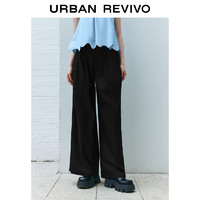 URBAN REVIVO UR2024夏季新款女装时尚通勤风松紧腰压褶阔腿裤UWU640046