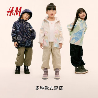 H&M2024秋季童装男童女童防风防泼水软壳户外夹克外套1242922 深蓝色/机器人 110/56