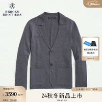 布克兄弟（BrooksBrothers）男士24早秋美利奴羊毛翻领针织开衫 0006-木炭色 M