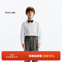 little MO&Co.little moco童装24秋装男童纯棉长袖衬衫领结白衬衣演出服 本白色 110/56