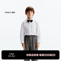 little MO&Co.little moco童装24秋装男童纯棉长袖衬衫领结白衬衣演出服 本白色 130/64