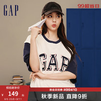 Gap男女装2024秋季logo短袖T恤上衣637476 白色 165/88A(S) 亚洲尺码