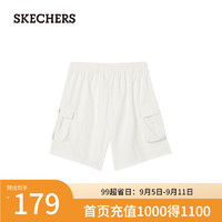 斯凯奇（Skechers）夏季女款工装短裤时尚运动裤子L224W060 棉花糖白/0074 2XL