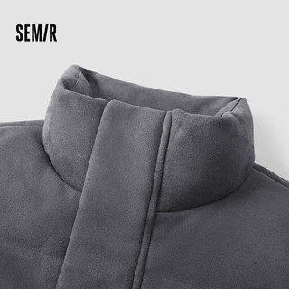 森马（Semir）羽绒服男质感仿麂皮2024冬纯色绣花绒面外套宽松百搭 中灰（灰鸭绒）20402 180/96A/XL