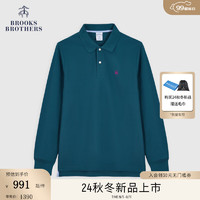 布克兄弟（BrooksBrothers）男士24早秋棉刺绣logo针织polo衫 3002-深绿色 M