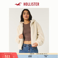 HOLLISTER24秋冬舒适人造毛皮保暖拉链帽衫外套女 KI344-4052 奶油色 XS (160/84A)