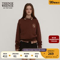 Teenie Weenie小熊卫衣女2024秋休闲学院微宽松舒适卫衣套头衫女 棕色 175/XL