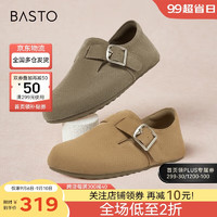 BASTO 百思图 24秋通勤勃肯鞋平跟女单鞋BG196CM4 卡其灰 37