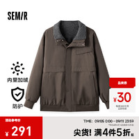 森马（Semir）夹克男防水2024冬季复古工装风加绒外套纯色百搭oversize 深咖啡50904 特宽松/介意拍小一码 170/88A/M