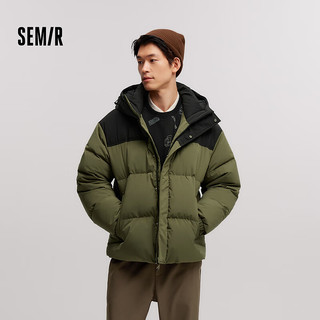 森马（Semir）轻松羽绒|羽绒服男防水防风2024冬正肩外套 黑绿色调（灰鸭绒）00394 180/96A/XL