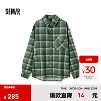 森马（Semir）森柔牛仔|长袖衬衫男2024冬绒感牛仔外套宽松 灰绿色调00324 170/88A/M