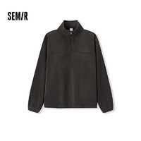 森马（Semir）卫衣男摇粒绒2024冬半开襟绣花装时尚百搭 深灰20947 185/100A/XXL