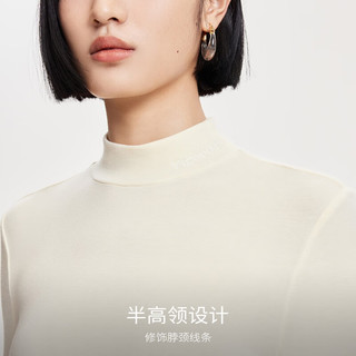 VEROMODAT恤女2024早秋柔软顺滑修身半高领打底衫简约休闲百搭 甘蓝白色 175/92A/XL