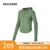 斯凯奇（Skechers）2024女连帽外套跑步休闲防晒上衣P224W165 褐绿/03LX XXL