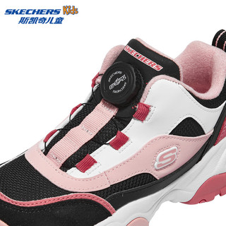 斯凯奇SKECHERS GIRLS 旋扣休闲复古靴302528L 黑色/白色/粉红色/BKWP 33码