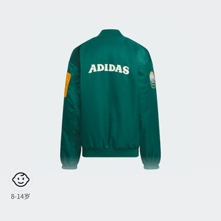 adidas双面穿加绒休闲夹克外套男女大童儿童秋冬阿迪达斯轻运动 森林绿/淡黄 128CM