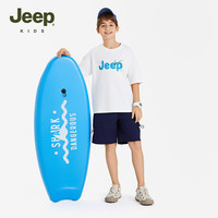Jeep吉普儿童短袖T恤薄款棉质吸汗透气男童女童中小短袖上衣 云白 175cm