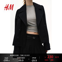 H&M2024秋季女装时尚休闲短风衣1250175 黑色 165/96 M